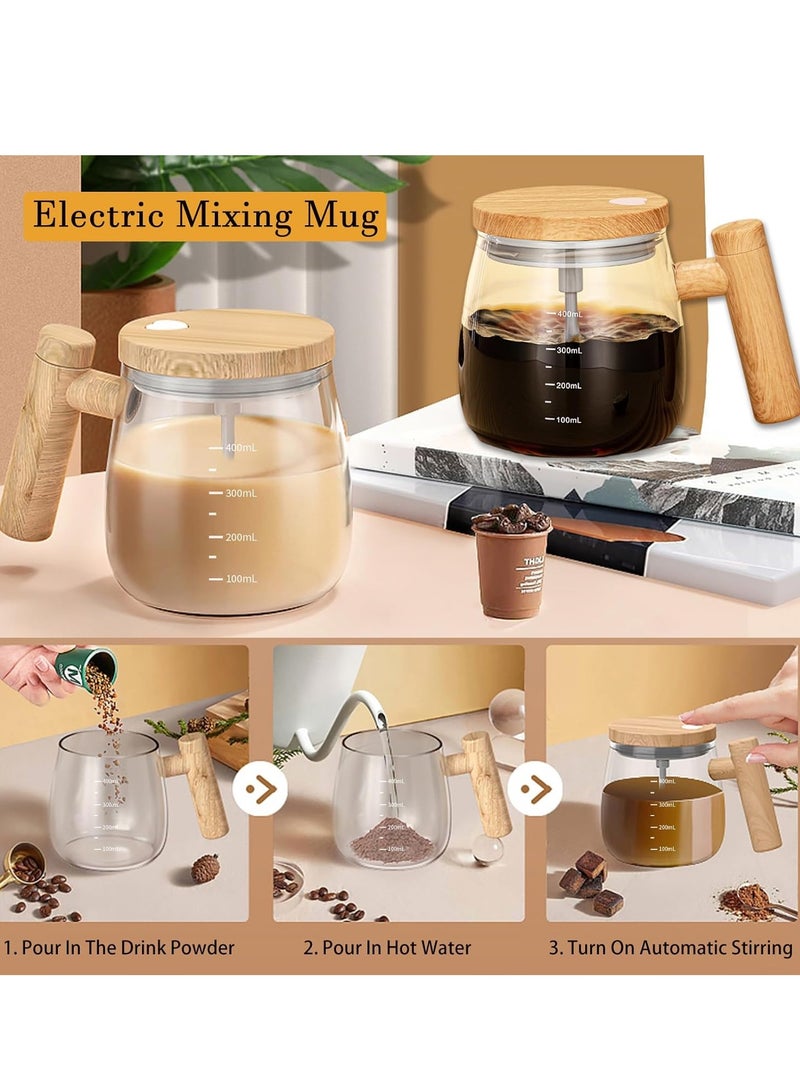 ميكسد الذاتي يحرك كأس ، كأس الكهربائية يحرك الذاتي يحرك فنجان القهوة زجاج البورسليكات عالية يحرك فنجان القهوة الدوارة مكتب المنزل السفر يحرك كأس ينطبق على القهوة / الحليب / مسحوق البروتين - Image 2