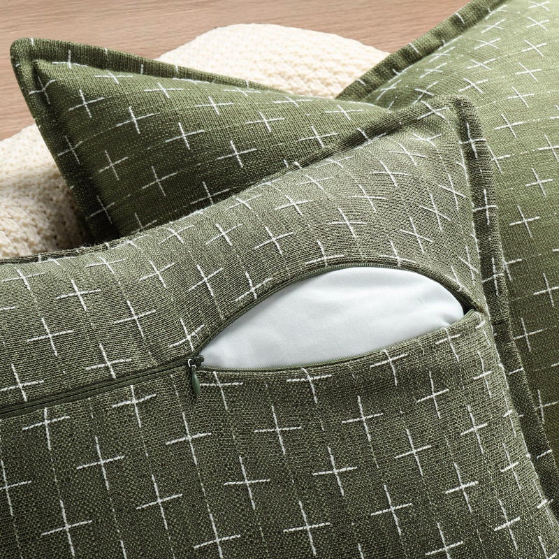 ZWJD Pillow Covers 26x26 Set of 2 Soft Polyester Textured Pillow Covers with Stylish Flange Edge Cozy Farmhouse Euro Sham Throw Pillows for Couch Bed Sofa Living Room - Image 3