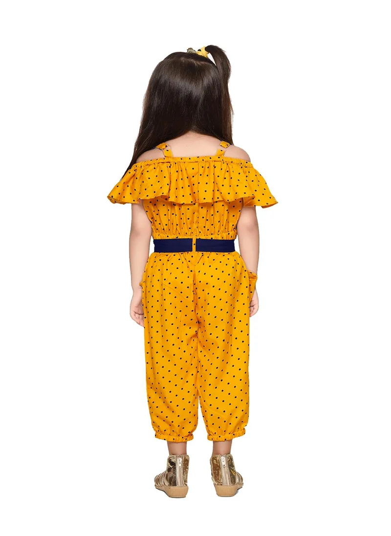 LILPICKS Mustard Yellow Polka Jumpsuit