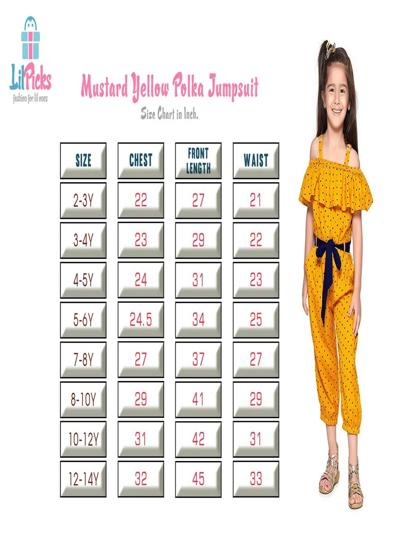 LILPICKS Mustard Yellow Polka Jumpsuit