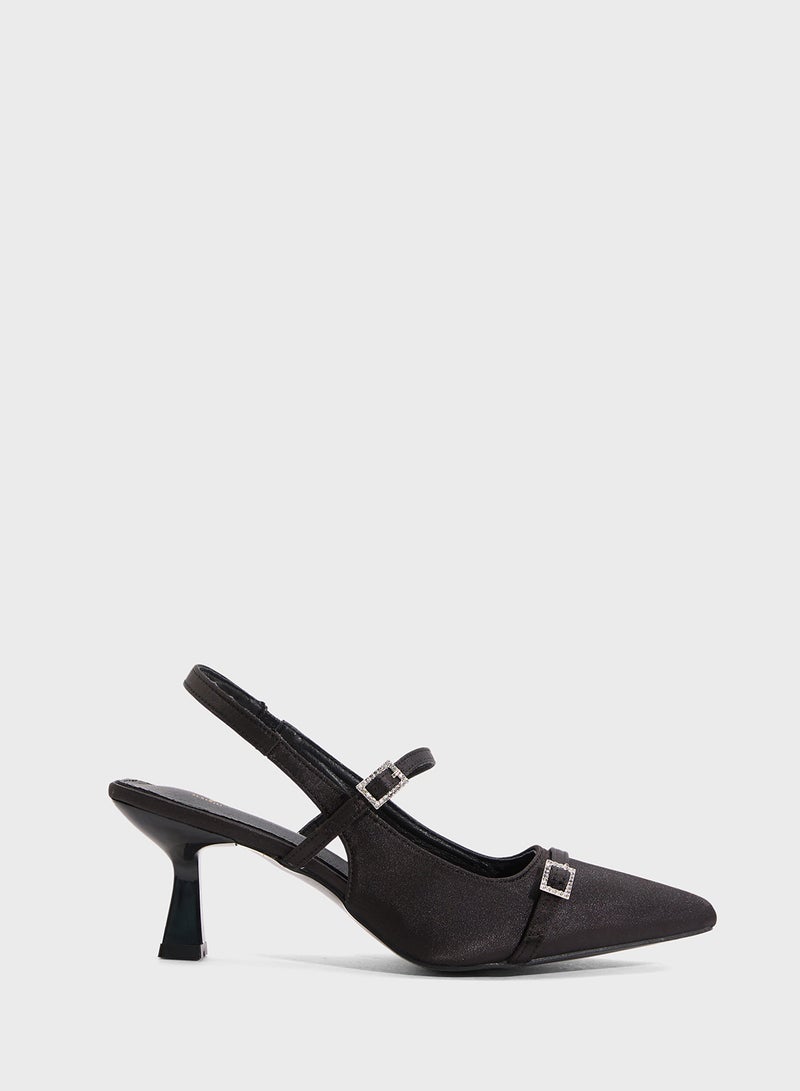 جينجر حذاء بكعب مدبب بحزام خلفي - Image 1