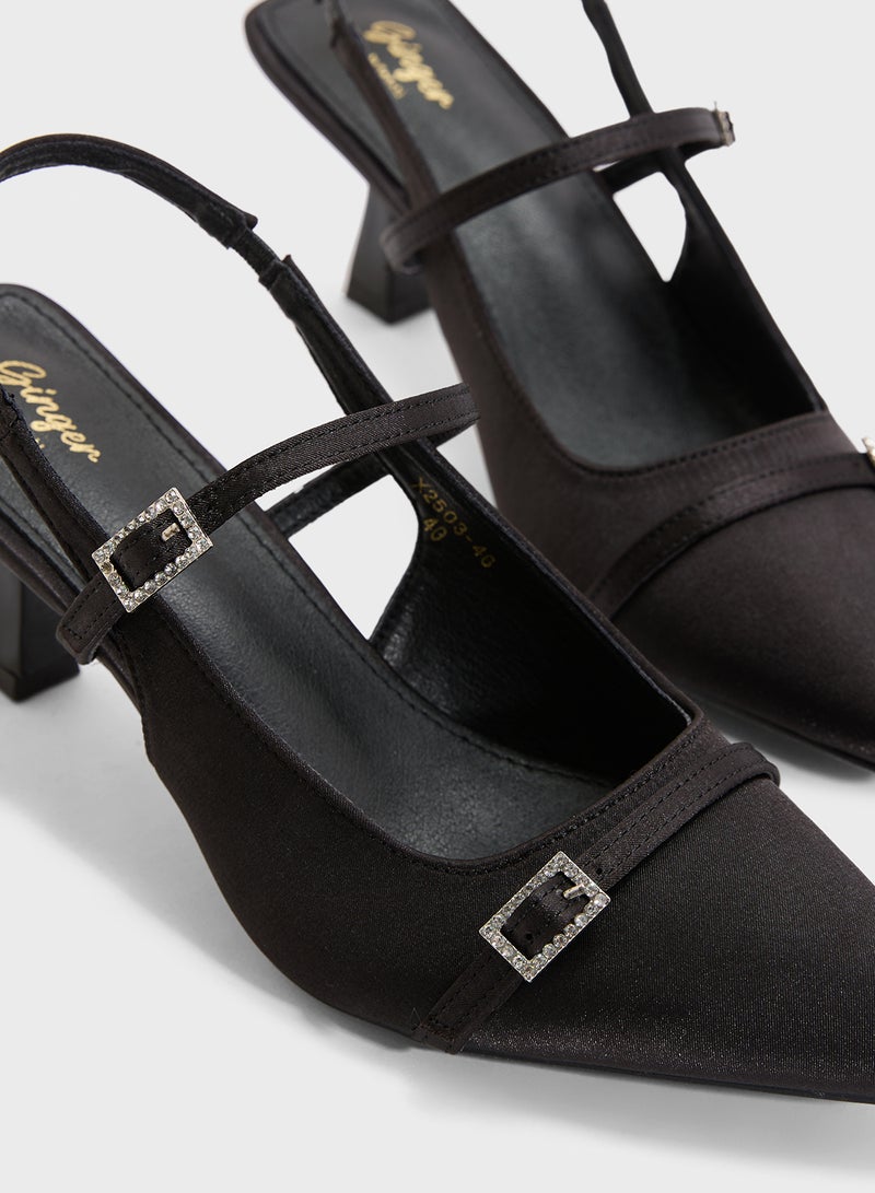 جينجر حذاء بكعب مدبب بحزام خلفي - Image 4