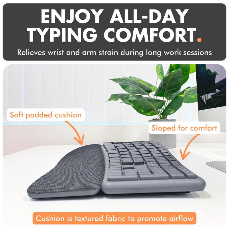 X9 Performance X9 Split Ergonomic Keyboard Mouse Wireless Combo - Type Comfortably Longer - 2.4G/Bluetooth Ergo Keyboard Mouse Wireless, Silent Keys, Wrist Rest, Multi-Device, Rechargeable for Laptop, PC, Mac - Gray - Image 4