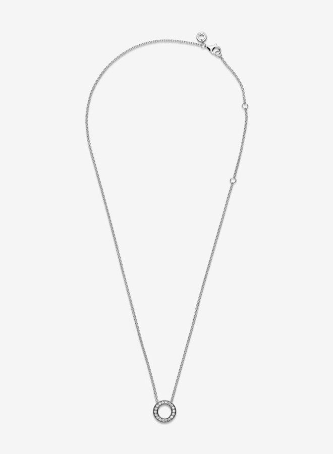 Chomel Cubic Zirconia Classic Fashion Women's Silver Round Pendant Necklace 397436CZ-45 - Image 5