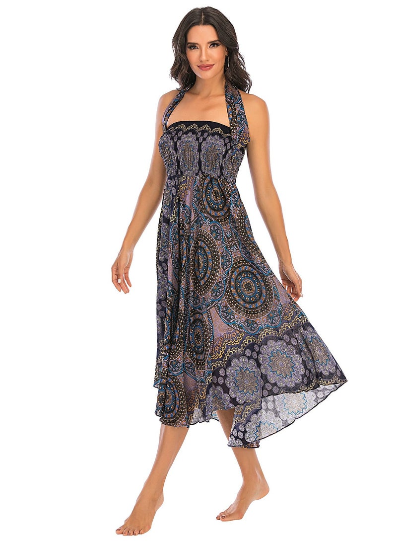 Loquat Casual Dress Half Skirt Beach Vacation Skirt Two Dresses Full Skirt Purple  - Image 1