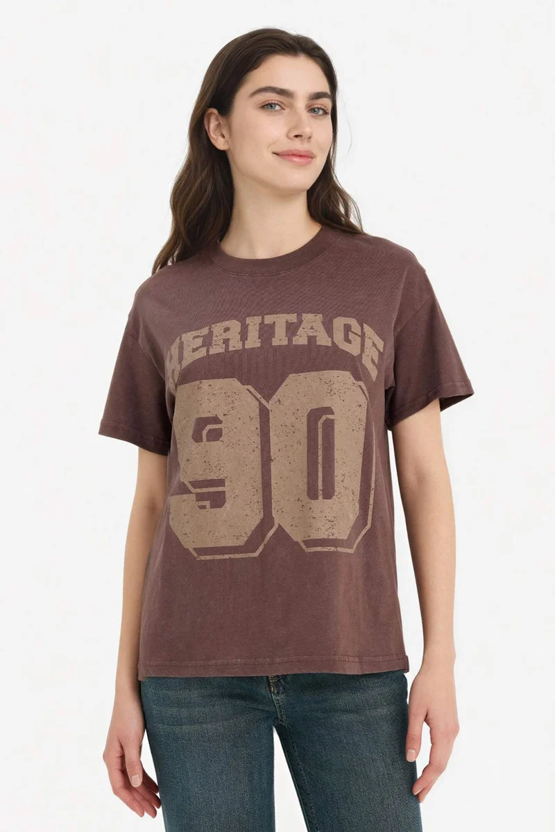 DeFacto 100% Cotton Oversize Sports Printed T-shirt