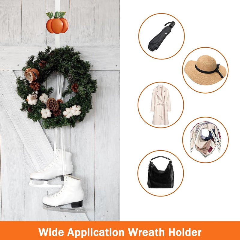 KEDONCHEN 2 Pack Pumpkin & Witch with Fall Wreath Door Hanger, Fall Decoration Metal Over The Door Single Halloween Wreath Hanger Ornament Halloween Wreath Hangers for Front Door,Door Wreath Hanger - Image 5