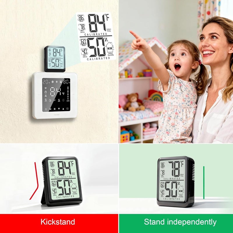 Antonki Room Thermometer, Digital Small Hygrometer Indoor Thermometer Humidity Gauge, Temperature Humidity Meter with Max/Min Record Monitor Sensor for Home, Plants - Battery Included - Image 4