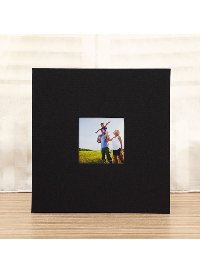ألبوم صور ذاتي اللصق، 40 صفحة ذاتية اللصق، دفتر ذكريات السفر للذكرى السنوية، ألبوم عائلي مغناطيسي من الكتان الأسود لأعياد الميلاد والزفاف وهدايا العطلات للتخرج، أسود
