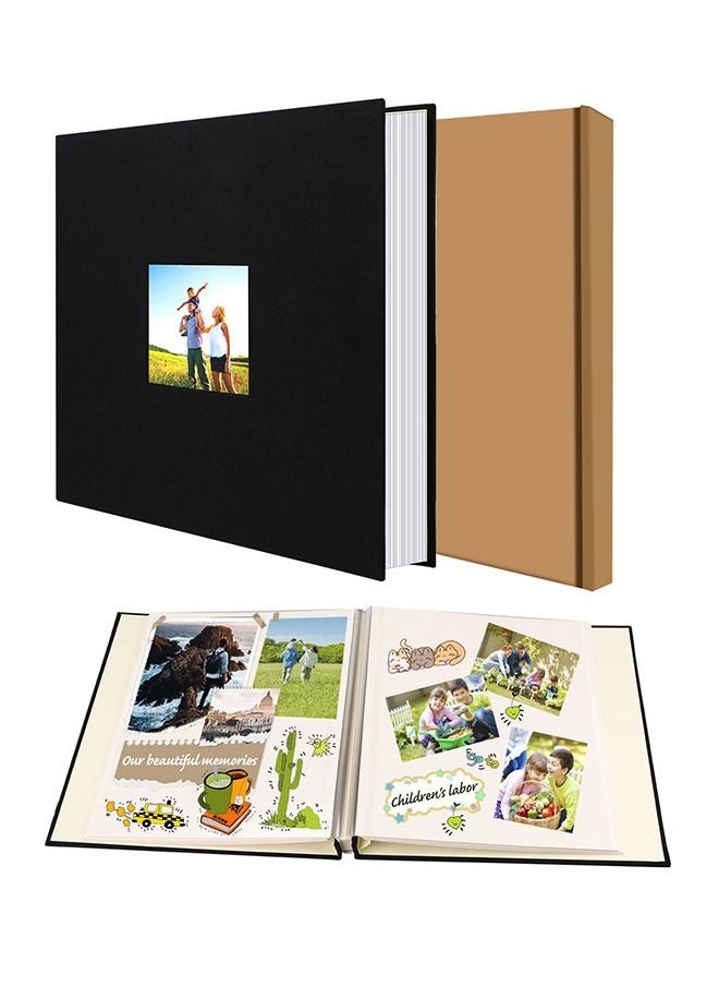HomarKet Self-Adhesive Photo Album, 40 Pages Self-Stick Page DIY Anniversary Travel Memory Book, Blue Linen Magnetic Scrapbook Family Album for Birthday,Wedding and Graduation Vacation Gifts Black  - Image 1