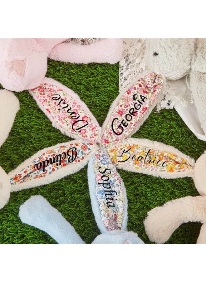 null - Etsy Cross Border Custom Name Bonnie Bunny Plush Doll Flower Cloth Ear Rabbit Easter Toy Doll-Color:Customized Name Pink Model-Height:40cm - Image 1