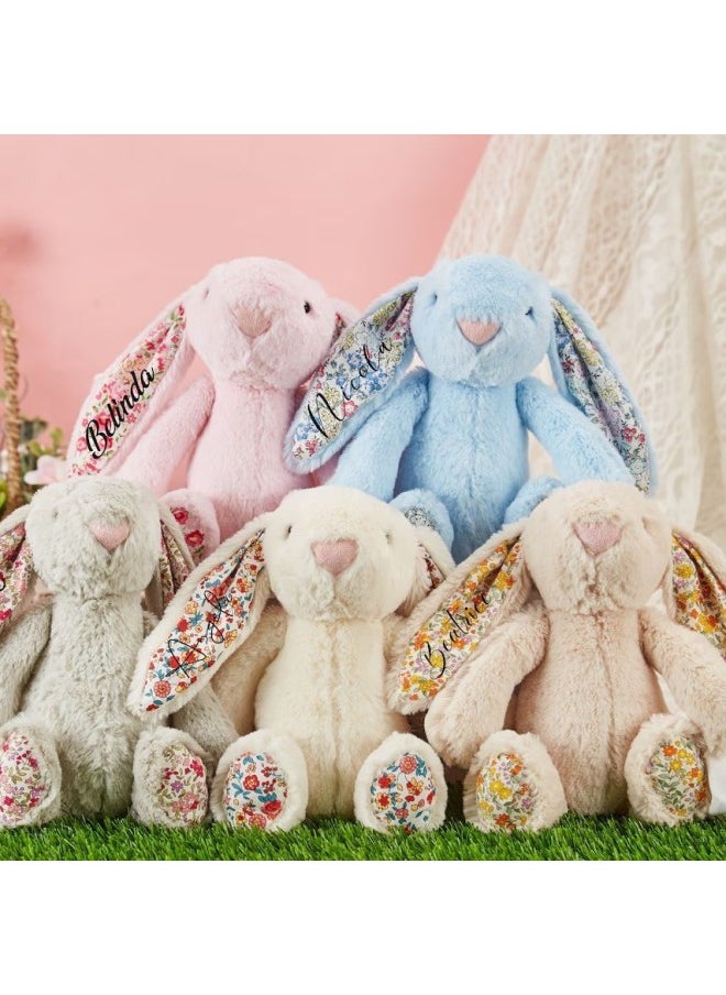 null - Etsy Cross Border Custom Name Bonnie Bunny Plush Doll Flower Cloth Ear Rabbit Easter Toy Doll-Color:Customized Name Pink Model-Height:40cm - Image 1