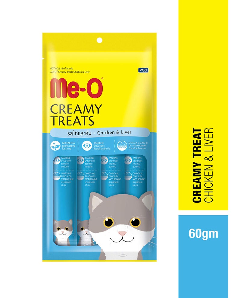 Me-O Creamy Cat Treats - Chicken & Liver Flavor 60 G Pack of 12 (720G), for All Life Stages - Image 2