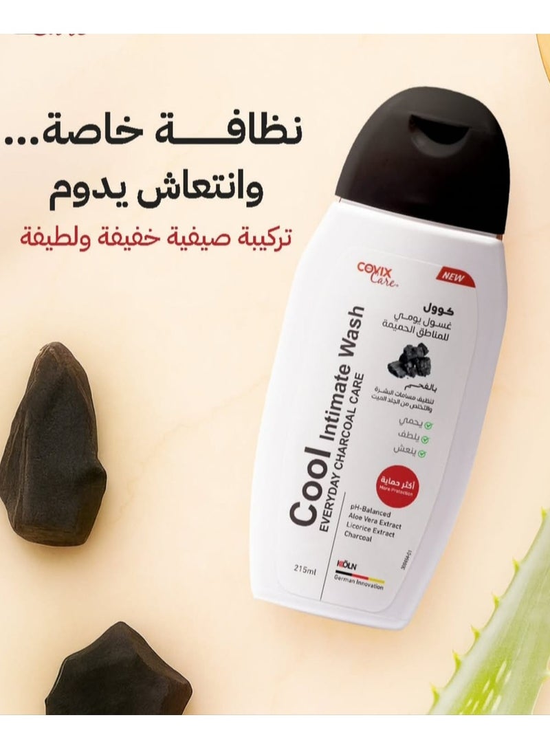 covix Cool Intimate Wash Everyday Charcoal Care  - 215ml - Image 3