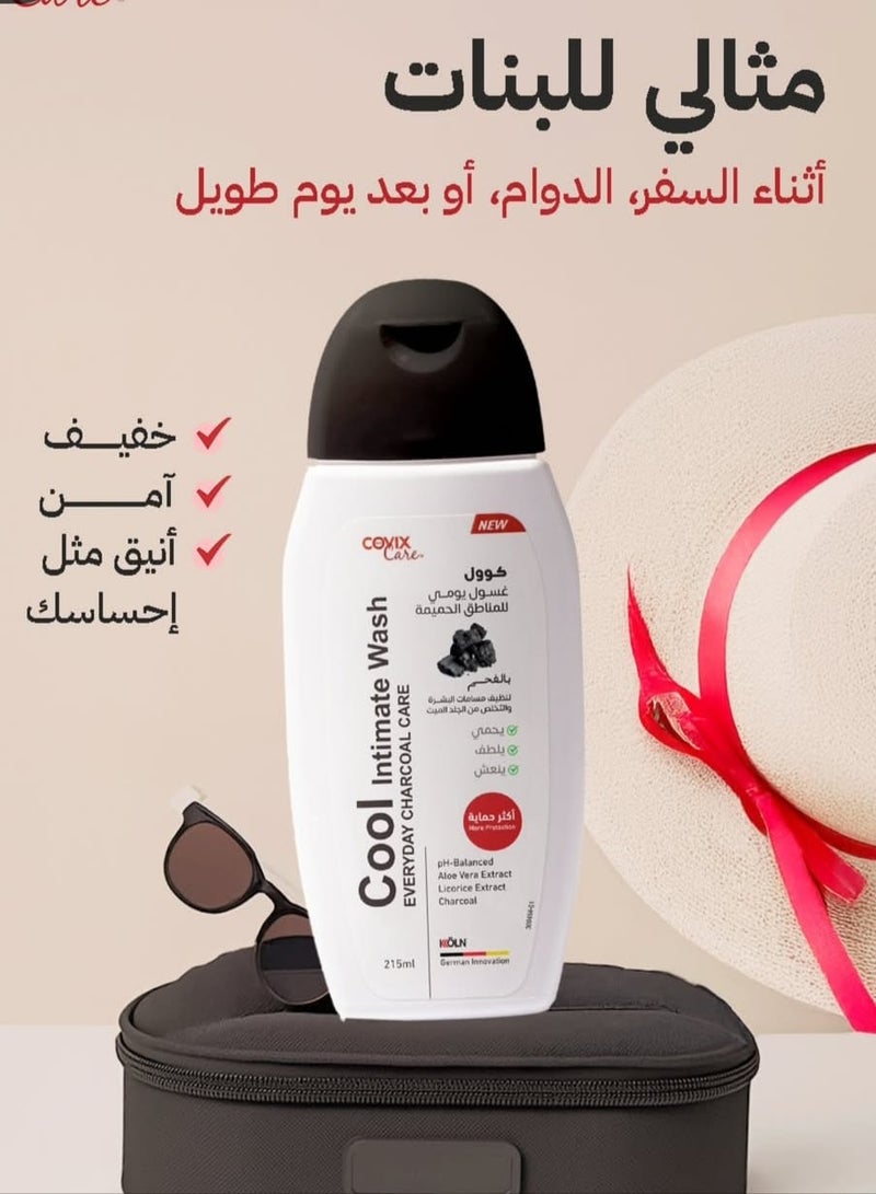 covix Cool Intimate Wash Everyday Charcoal Care  - 215ml - Image 4