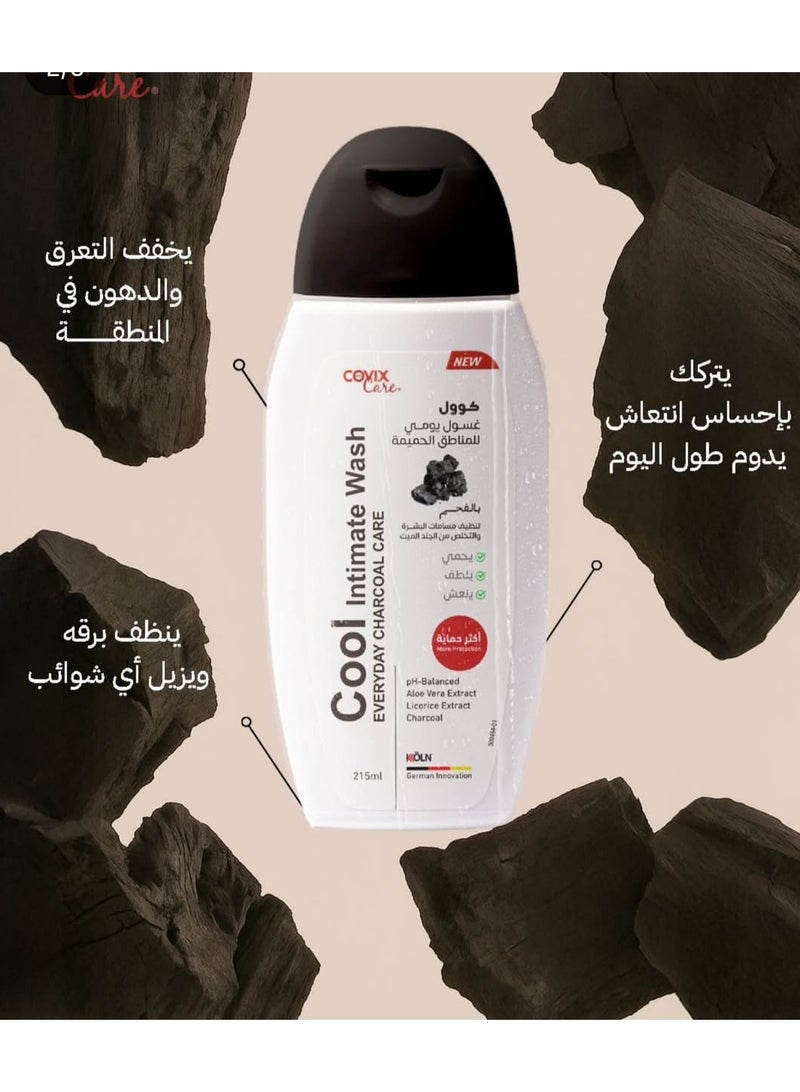 covix Cool Intimate Wash Everyday Charcoal Care  - 215ml - Image 5