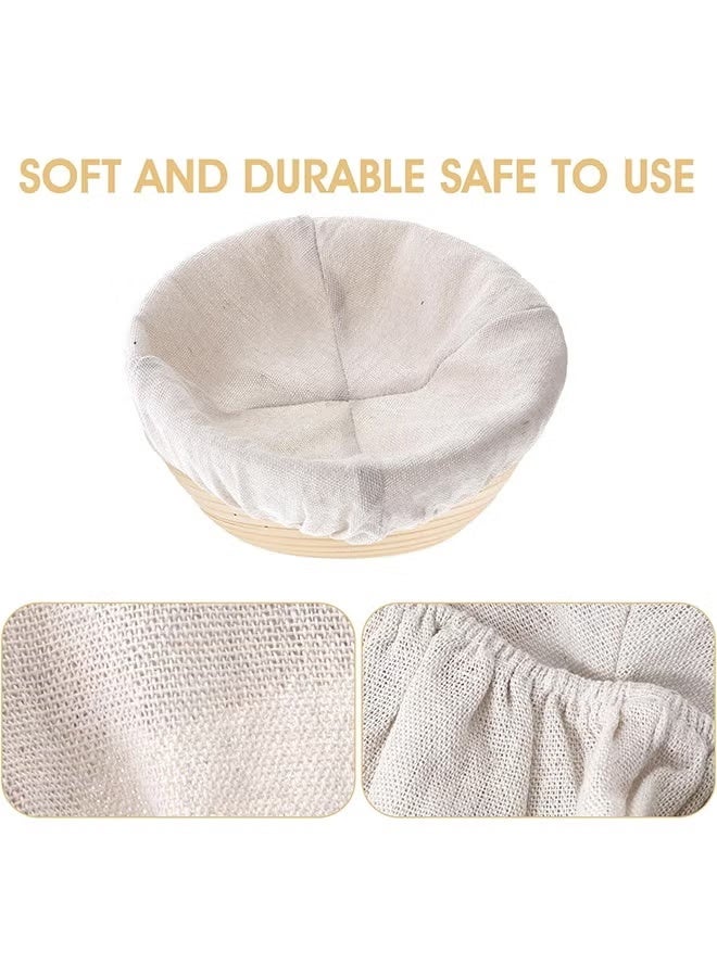 4Pcs 10In Banneton Proofing Basket Liner Cloth, 2 Round & 2 Oval Reusable Cotton Liner Cover, Replacement Cloth for Sourdough Rattan Bread Proofing Basket, Home Bakery Baking Accessory - Image 3
