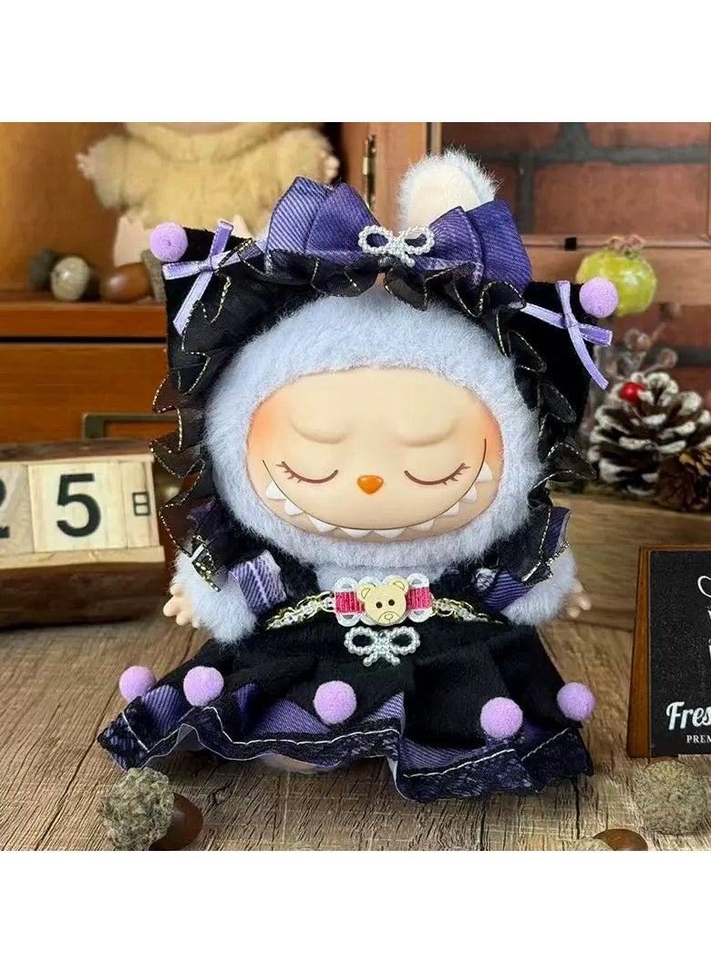 LABUBU Labubu Bow Costume - 17cm Labubu Doll Purple Bow Clothes Accessories 