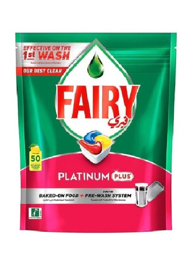 Fairy Platinum Plus Lemon Dishwasher Capsules - 50 Tabs  - Image 1
