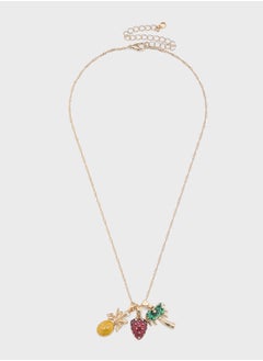 Pineapple Pendant Chain Necklace With Two Mix Pack Pendants