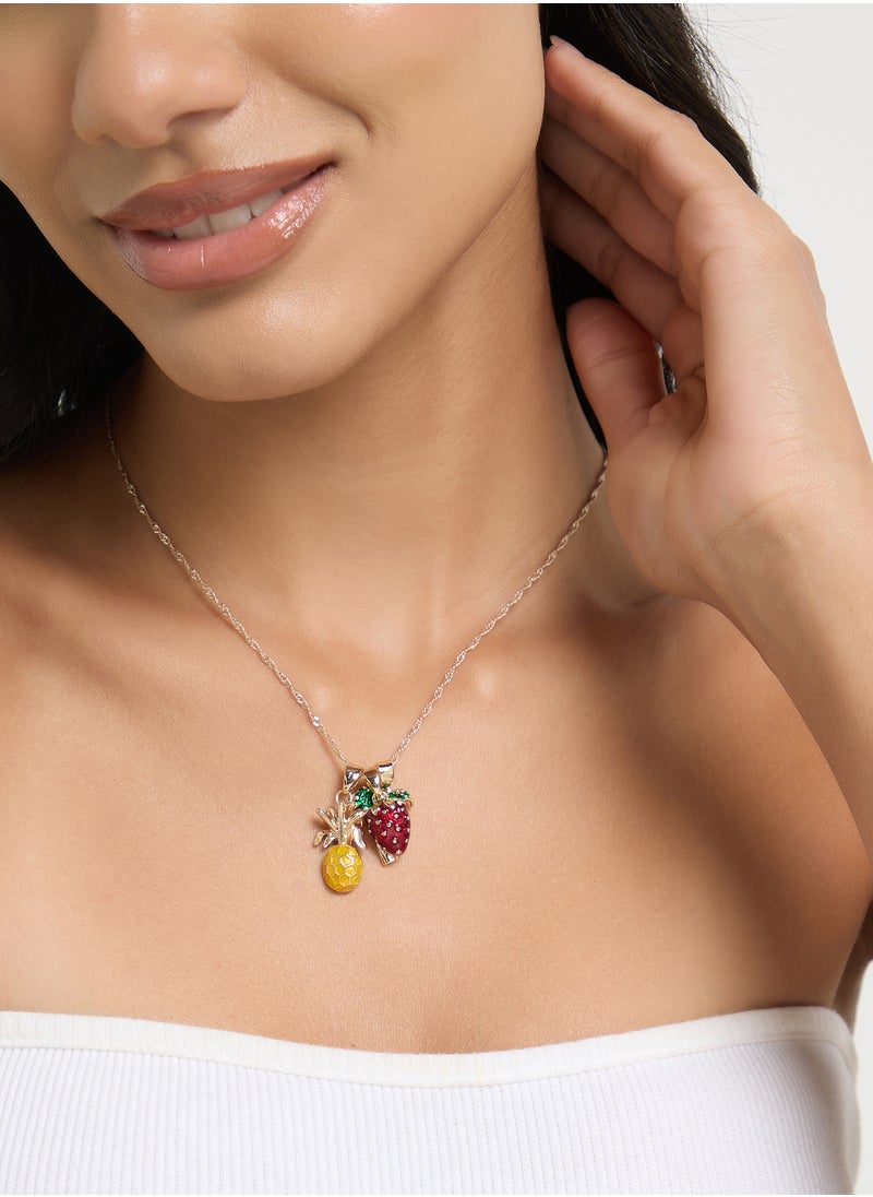 Ginger - Pineapple Pendant Chain Necklace With Two Mix Pack Pendants - Image 1