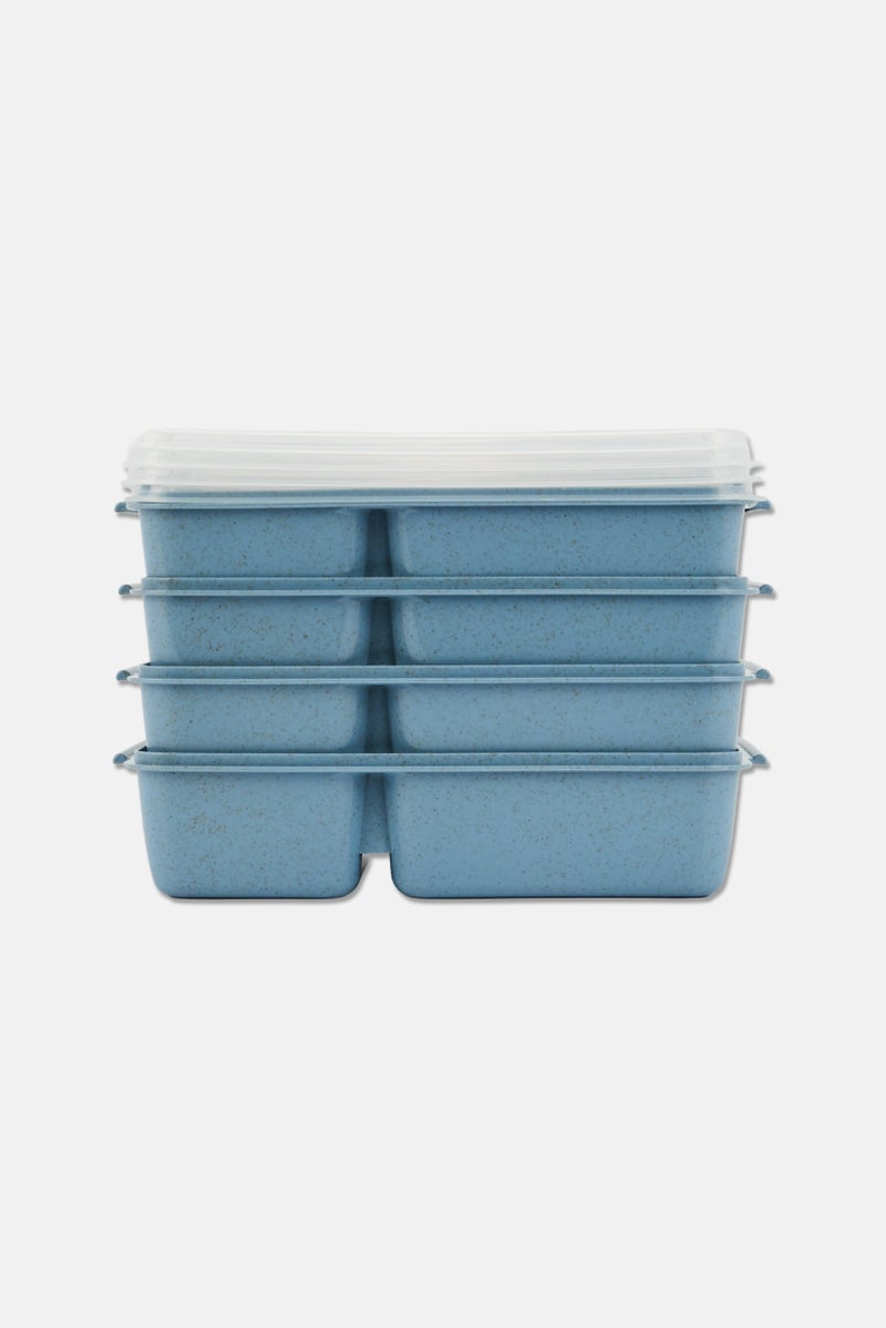 Core Kitchen 4 Piece 3 Section Wheat Fiber Storage Container, Sage Blue - Image 1