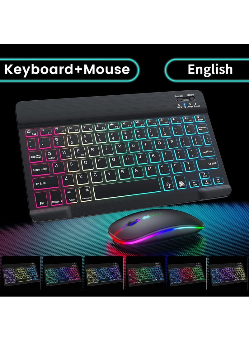 Rock Pow Ultra-slim Bluetooth Keyboard and Mouse Combo for iPad Rechargeable Wireless Keyboard & Mouse with 7-Color Backlit Compatible with iPad 9th/8th Gen iPad Pro/Air/Mini iPhone14/13/12 Pro - Image 3