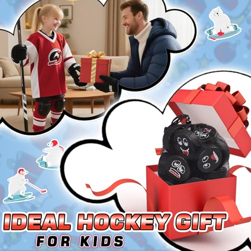 Retrora 24 Pcs Foam Ice Hockey Pucks with Emotions Faces & Mesh Bag - Mini Indoor 3" Funny Hockey Pucks for Practice, Training, Birthday Party Favors & Fun Gift Decoration - Image 5