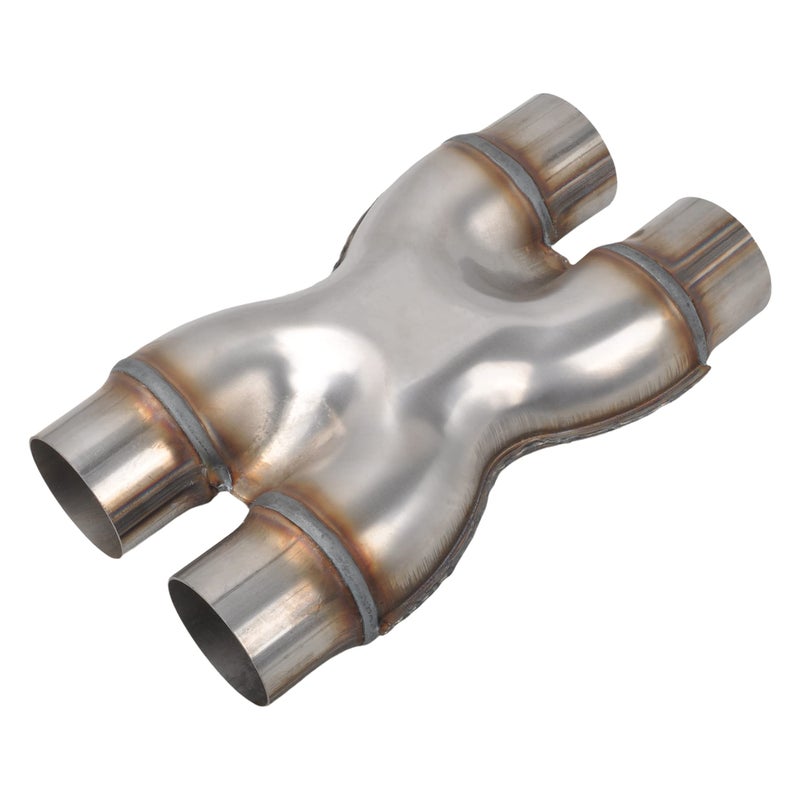 FGJQEFG T409 Stainless Steel X Pipe 25 Inch ID Dual to 25 Inch ID Dual Stamped Exhaust Adapter Connector Crossover XPipeOverall Length Approx 12 Universal