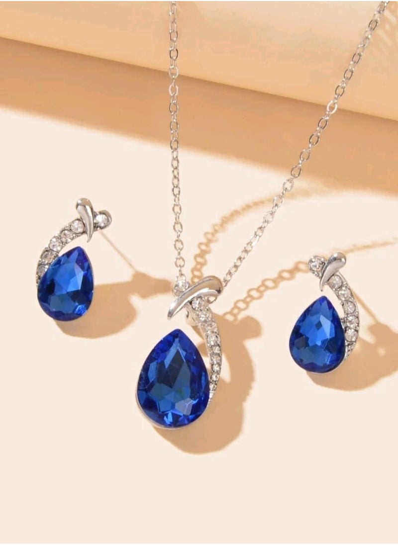 ماركة غير محددة مجموعة مجوهرات مكونة من 3 قطع من الزركونيا المكعبة الرائعة على شكل قطرات ماء للنساء للديكور اليومي  - Image 2