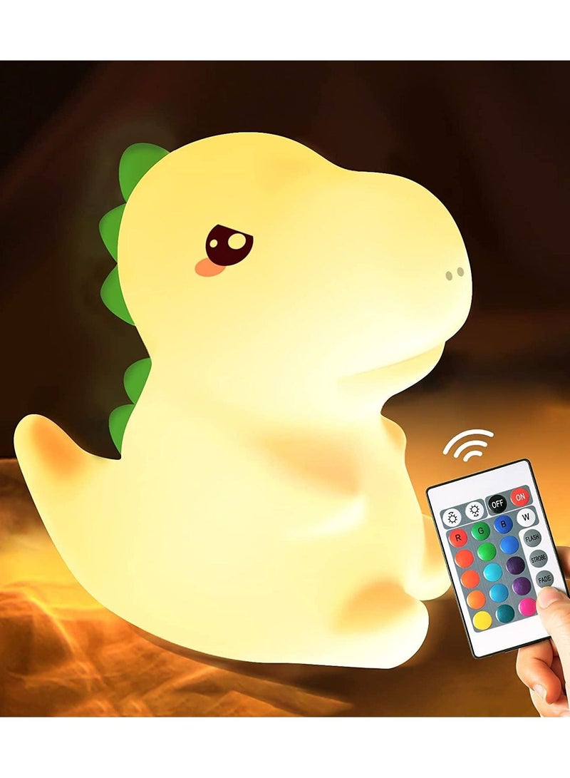 Kids Night Light Silicone Nursery for Room Dinosaur Decor Color Changing Lamp Toddler Baby Boy Bedroom Stuff Cute Gift - Image 1