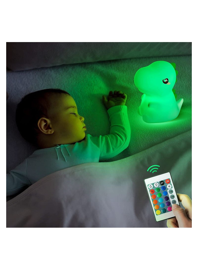 Kids Night Light Silicone Nursery for Room Dinosaur Decor Color Changing Lamp Toddler Baby Boy Bedroom Stuff Cute Gift - Image 2
