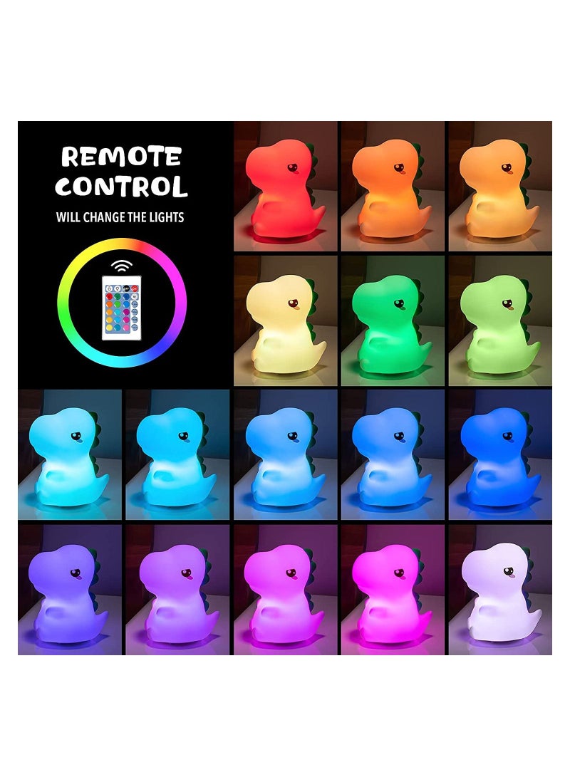 Kids Night Light Silicone Nursery for Room Dinosaur Decor Color Changing Lamp Toddler Baby Boy Bedroom Stuff Cute Gift - Image 3