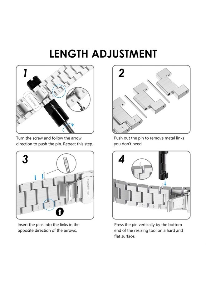 WINGLE - Compatible with Apple Watch Ultra Band 49mm 45mm 44mm 42mm Series 8 7 SE Men, Stainless Steel Metal Watch Bands Wristband for iWatch Strap Series 8 7 SE 6 5 4 3 2 1 Bracelet Women, Silver - Image 1