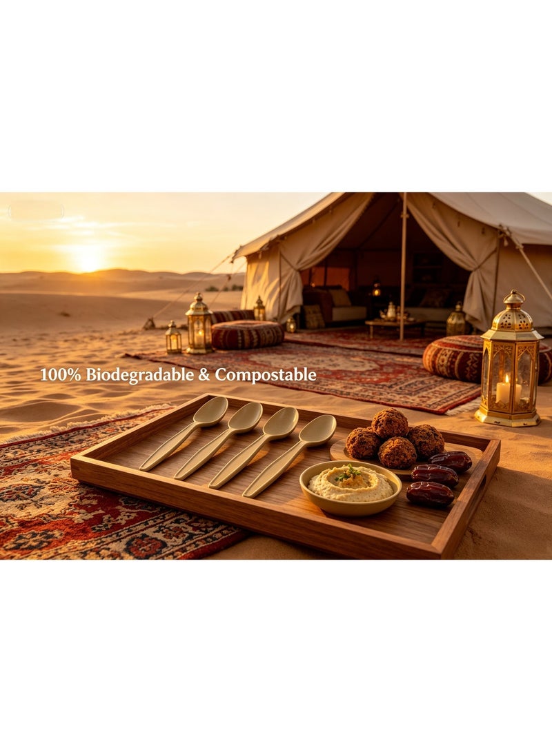 Eco ZXING Cutlery Gift Premium Eco-Friendly Luxury Biodegradable Bamboo Party Tableware Set 150 Count 7 Inch Disposable Spoons (Brown, Food Grade Bamboo Fiber, Plastic Free, Non - Toxic, 100% Biodegradable & Compostable) for Wedding, Birthday, Picnic & All Event Celebrations, Gfit - Image 5