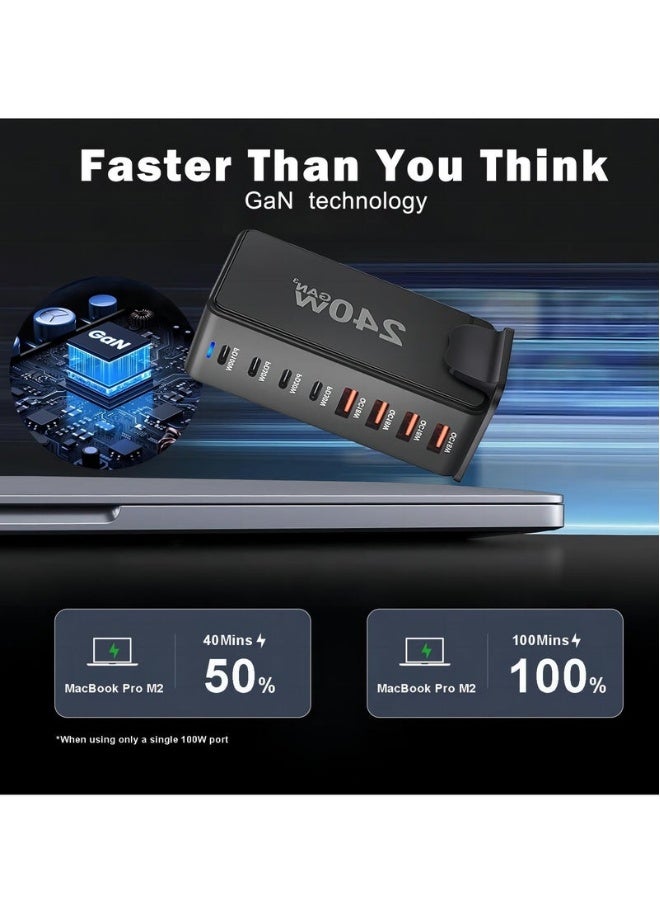 Beauenty USB C Charger Charging Station - 4 Type-C Ports (100W, 3x 30W) and 4 USB Ports (QC18W) - GaN Technology - Certified for Macbook, iPhone, Galaxy, iPad, Honor and More - 1.5m Power Cord - Image 4