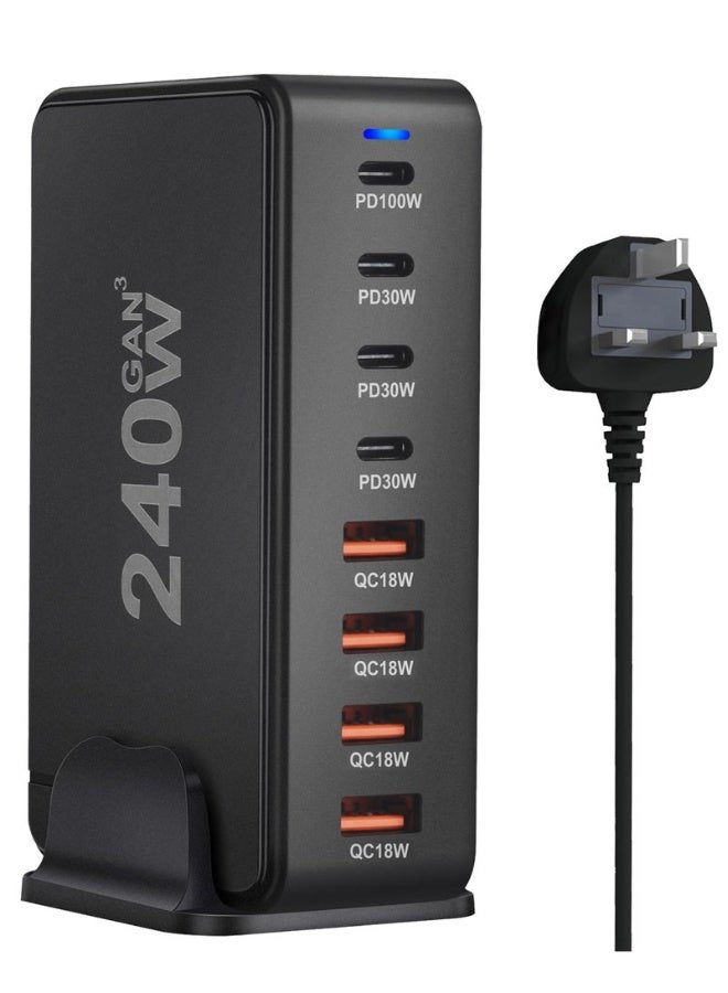 Beauenty USB C Charger Charging Station - 4 Type-C Ports (100W, 3x 30W) and 4 USB Ports (QC18W) - GaN Technology - Certified for Macbook, iPhone, Galaxy, iPad, Honor and More - 1.5m Power Cord - Image 1