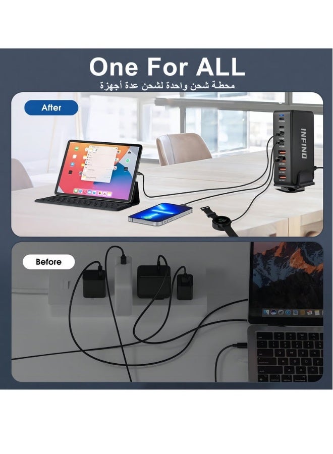 Beauenty USB C Charger Charging Station - 4 Type-C Ports (100W, 3x 30W) and 4 USB Ports (QC18W) - GaN Technology - Certified for Macbook, iPhone, Galaxy, iPad, Honor and More - 1.5m Power Cord - Image 2