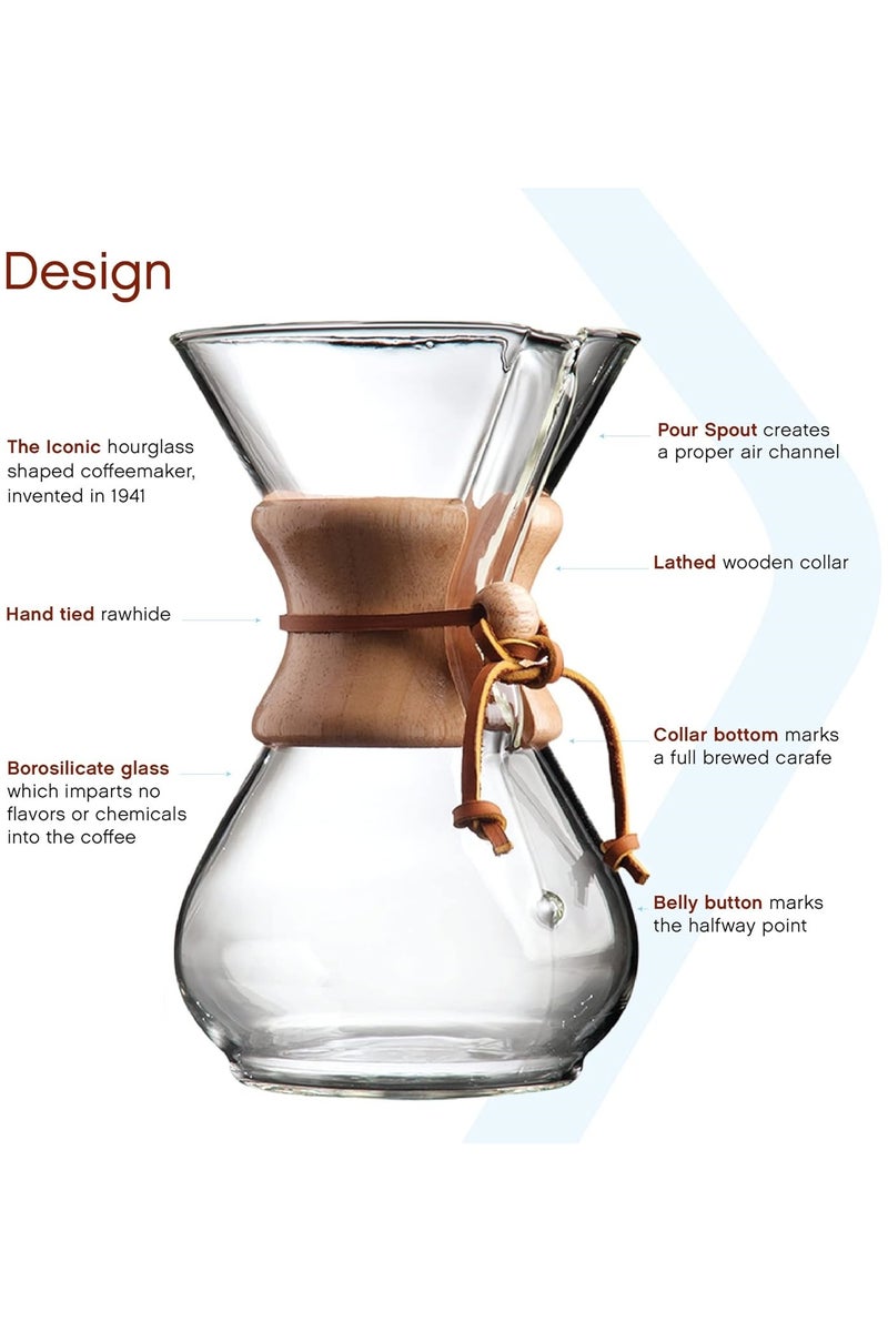 كيميكس Pour Over Coffee Maker Glass -6Cup باريستا كيت for Home, Office, Camping, Cafes -Easy Clean Coffee Dripper Set (مجموعة قهوة نظيفة) - Image 3