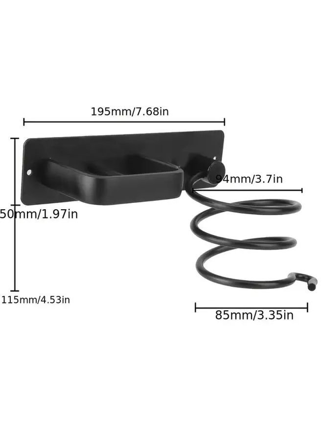 Black Hair Dryer Holder with Hole Punching for Bathroom Barber Shop and Home Iron Storage - Image 3