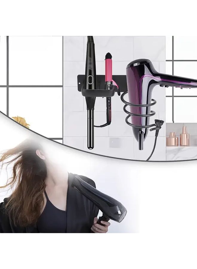 Black Hair Dryer Holder with Hole Punching for Bathroom Barber Shop and Home Iron Storage - Image 2