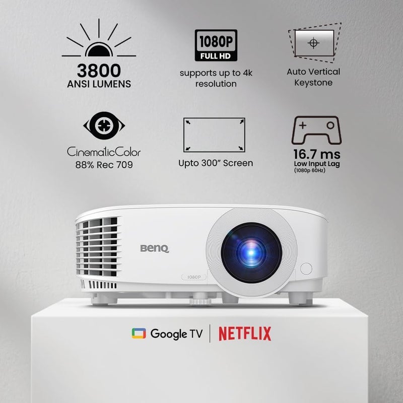 بين كيو BenQ TH575i 4K Compatible Smart FHD 1080p Home DLP Projector, Google TV with Licensed Netflix, 3800 ANSI Lumens Brightness, Upto 300" Screen Size, 1.07 Billion Colors, 16.7ms Low Input Lag 10W Speaker TH575i white - Image 2