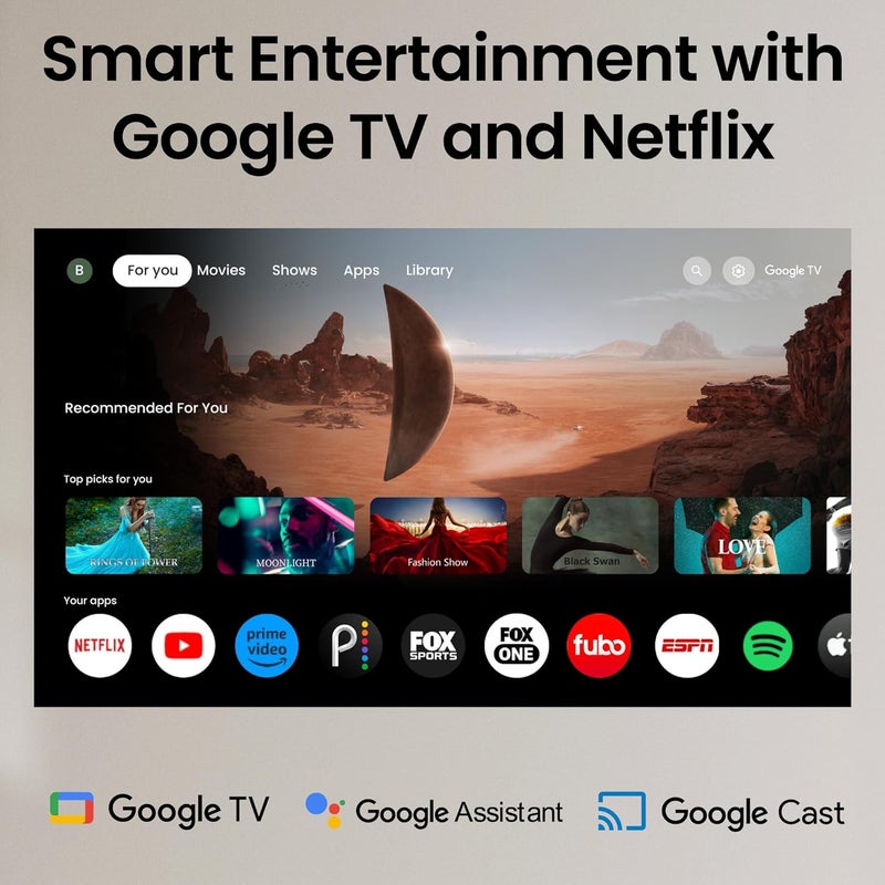 بين كيو BenQ TH575i 4K Compatible Smart FHD 1080p Home DLP Projector, Google TV with Licensed Netflix, 3800 ANSI Lumens Brightness, Upto 300" Screen Size, 1.07 Billion Colors, 16.7ms Low Input Lag 10W Speaker TH575i white - Image 4
