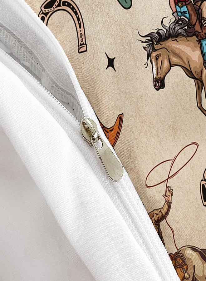 AILONEN Western Cowboy Duvet Cover Set Twin Size, Rodeo Cowboy Riding Bull with Cacti Bedding Set for Teens,Boys Bedroom Decor,Ranch Jomon Comforter Cover,3-Piece, 1 Quilt Cover and 2 Pillowcases - Image 5