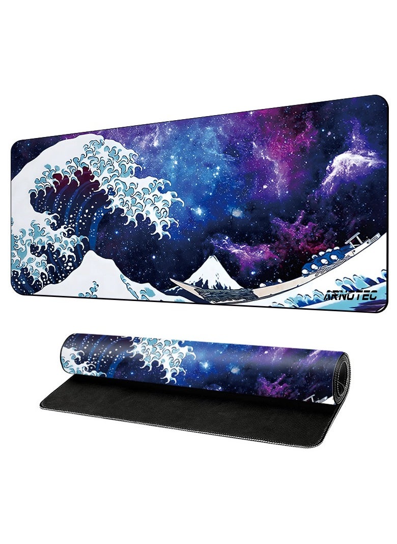 ARNOTEC - Large Mouse Pad 800x300mm Extended Mouse Pad Non-Slip Rubber Base Gaming Mouse pad Office Desk Mat Desk Pad Smooth Cloth Surface wave Keyboard Mouse Pads for Computers - Image 1