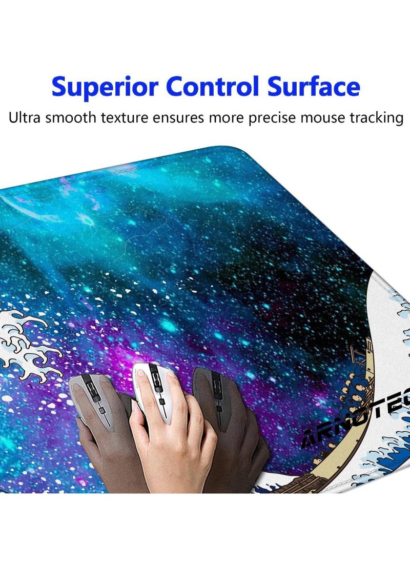 ARNOTEC - Large Mouse Pad 800x300mm Extended Mouse Pad Non-Slip Rubber Base Gaming Mouse pad Office Desk Mat Desk Pad Smooth Cloth Surface wave Keyboard Mouse Pads for Computers - Image 1