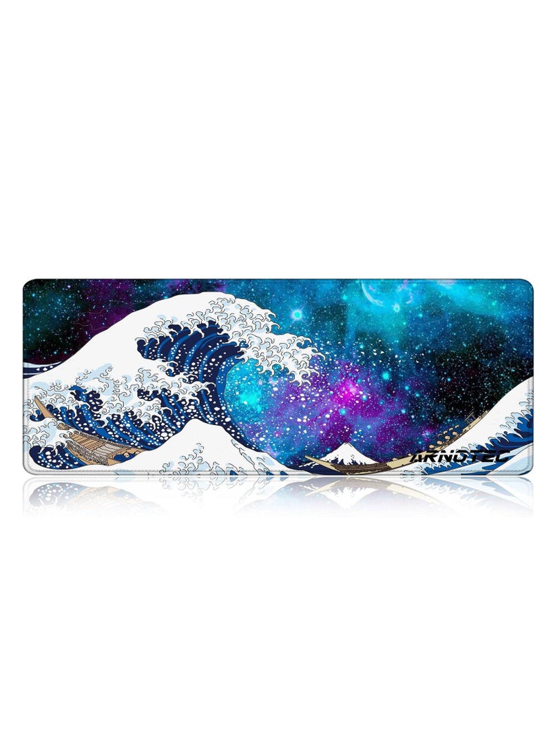 ARNOTEC - Large Mouse Pad 800x300mm Extended Mouse Pad Non-Slip Rubber Base Gaming Mouse pad Office Desk Mat Desk Pad Smooth Cloth Surface wave Keyboard Mouse Pads for Computers - Image 1