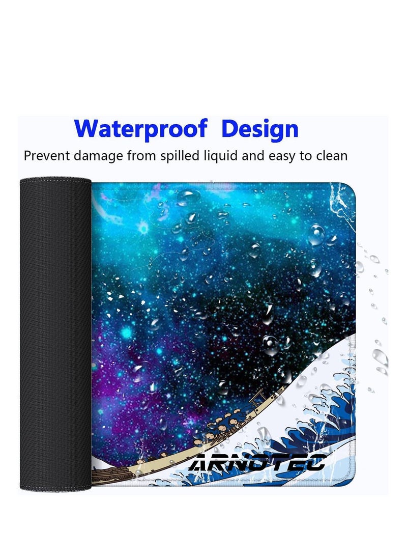 ARNOTEC - Large Mouse Pad 800x300mm Extended Mouse Pad Non-Slip Rubber Base Gaming Mouse pad Office Desk Mat Desk Pad Smooth Cloth Surface wave Keyboard Mouse Pads for Computers - Image 1