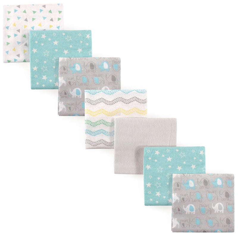 Luvable Friends Unisex Baby Cotton Flannel Receiving Blankets Bundle, Basic Elephant, One Size - Image 2