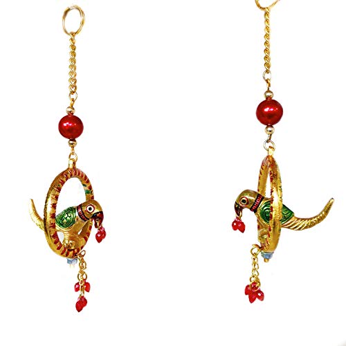 KridayKraft Metal Parrot Statue for Door Hanging, Garden Decor Looks Very Beautiful, Decor Your Home, Office/Hanging Colorful Parrot Showpiece (Set of 2Pcs) - Image 1
